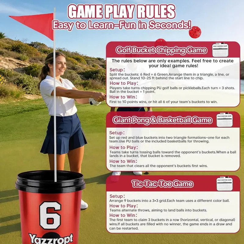 Yazzropt Giant 3-in-1 Outdoor Backyard Party Game – Great gift option for holidays and parties