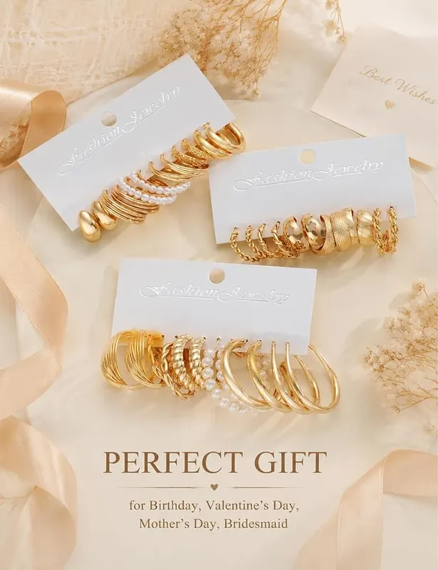 YEEZII Gold Hoop Earrings Set – Comes in gift-ready packaging
