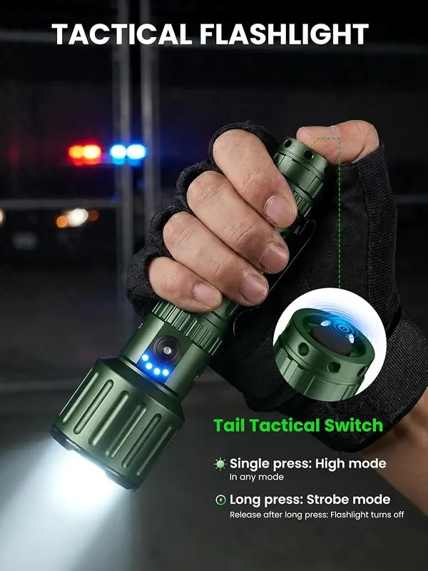 YEMAO Military Green Tactical Flashlight – Over five thousand lumens brightness
