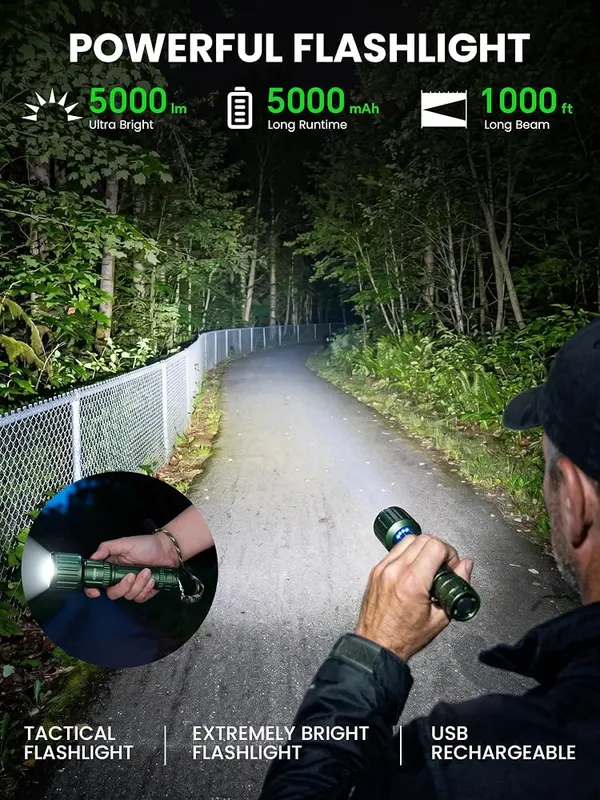 YEMAO Military Green Tactical Flashlight – Up to one thousand ten foot beam range