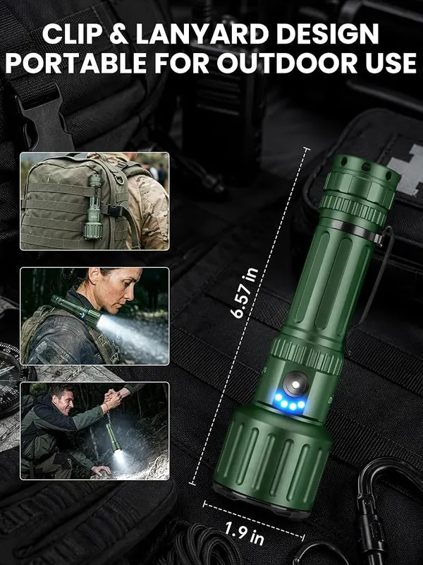 YEMAO Military Green Tactical Flashlight – Six adjustable lighting modes