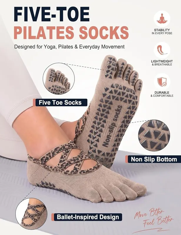 yeuG Pilates Socks Five Yoga Toe Socks – Individual five toe separation design