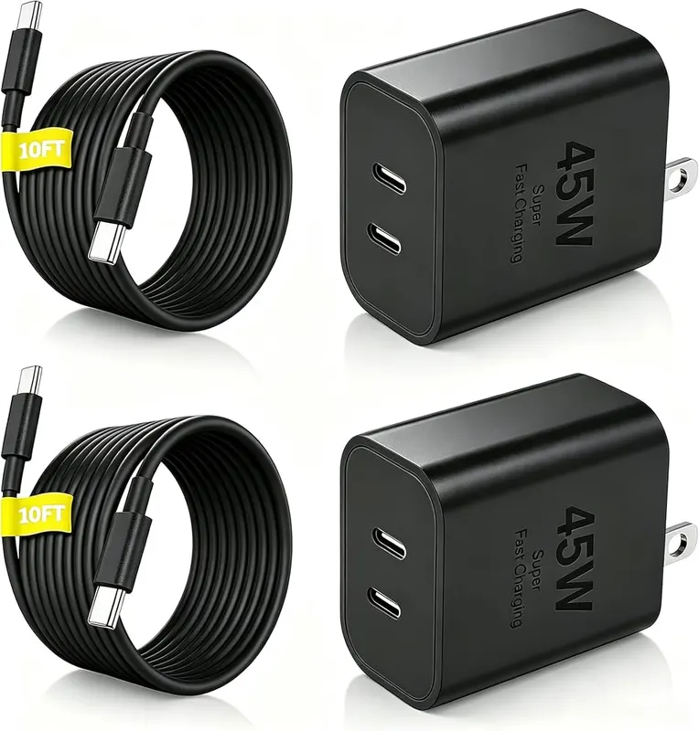 Yievis 45W Dual Super Fast Charging Block in Dark Black