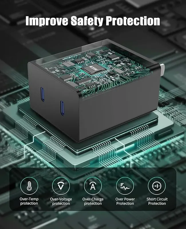 Yievis 45W Dual Super Fast Charging Block – Reversible connector, 480Mbps data