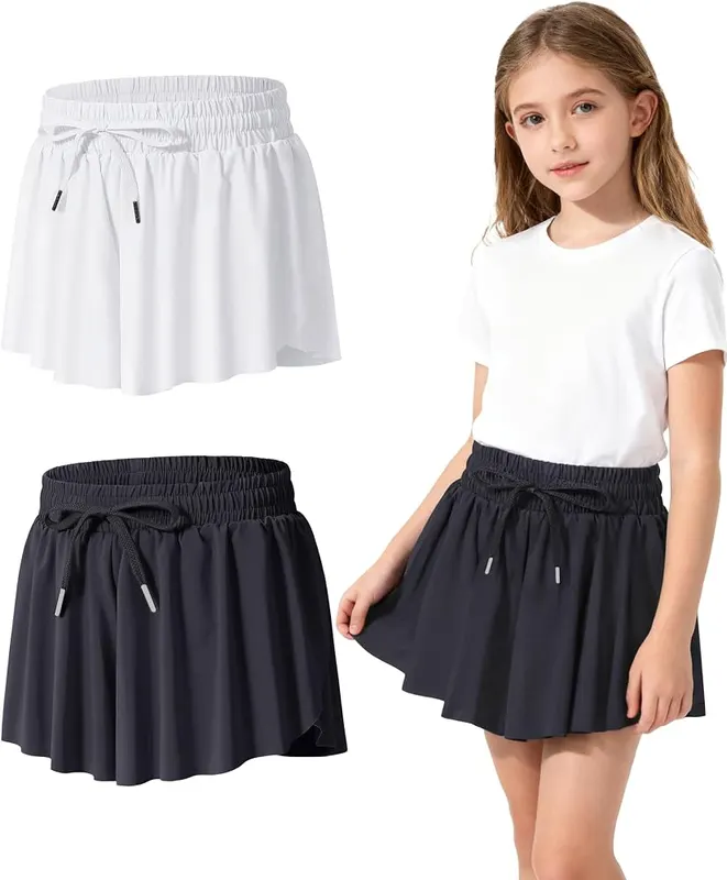 Yitoco 2 Pack Girl’s Athletic Shorts Black+white 6-7 Years in Black+white