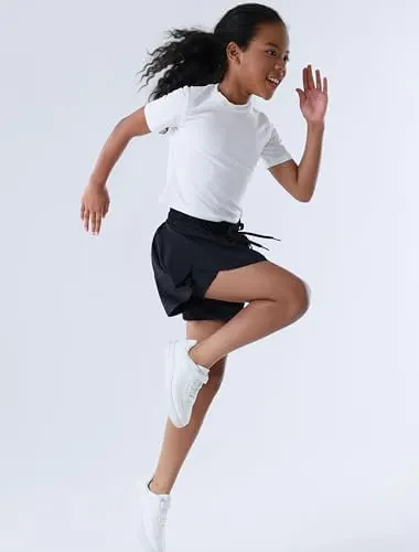 Yitoco 2 Pack Girl’s Athletic Shorts Black+white 6-7 Years – Quick dry wicking fabric
