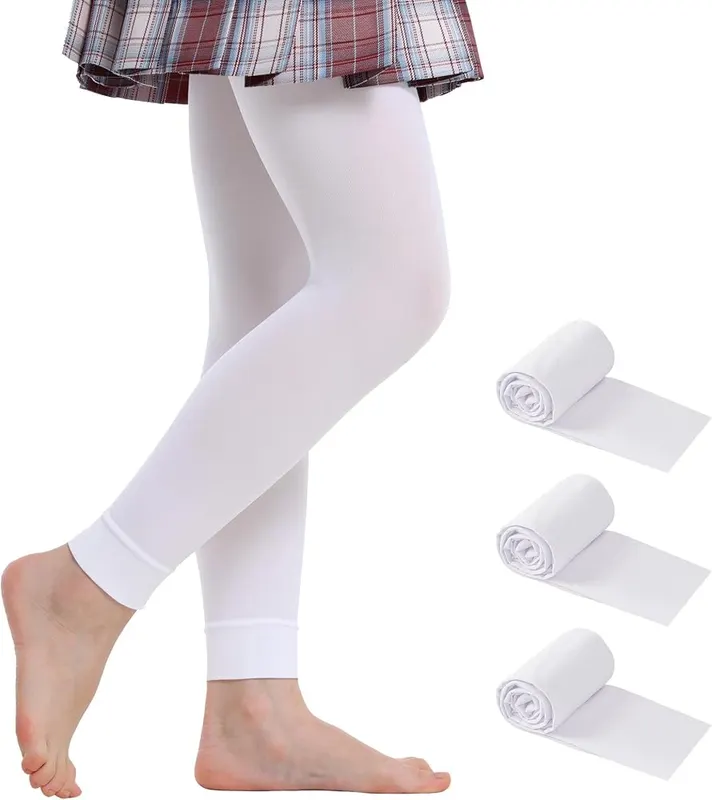 Yitoco Girls’ Footlees Tights Soft White Dance – Footless design for easy movement