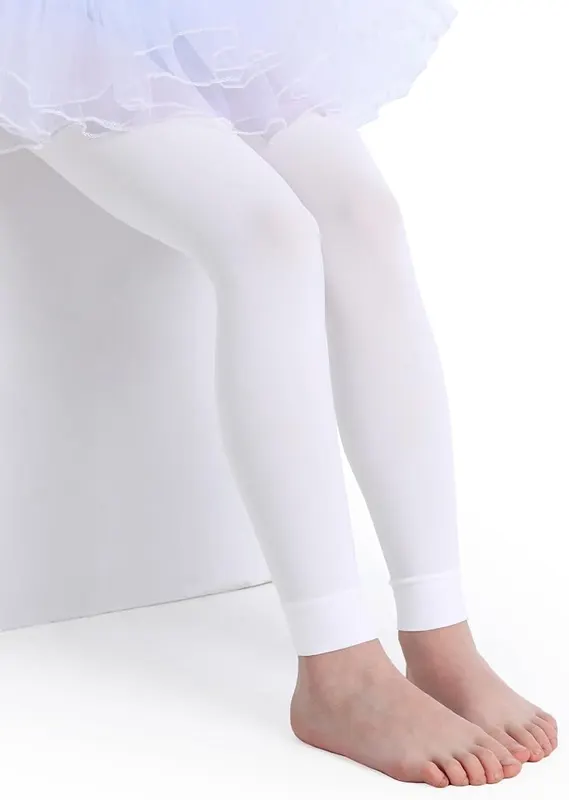 Yitoco Girls’ Footlees Tights Soft White Dance – Sized for older girls and teens