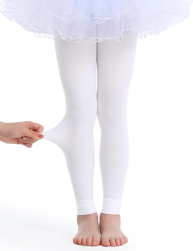 Yitoco Girls’ Footlees Tights Soft White Dance – Versatile daily school wear