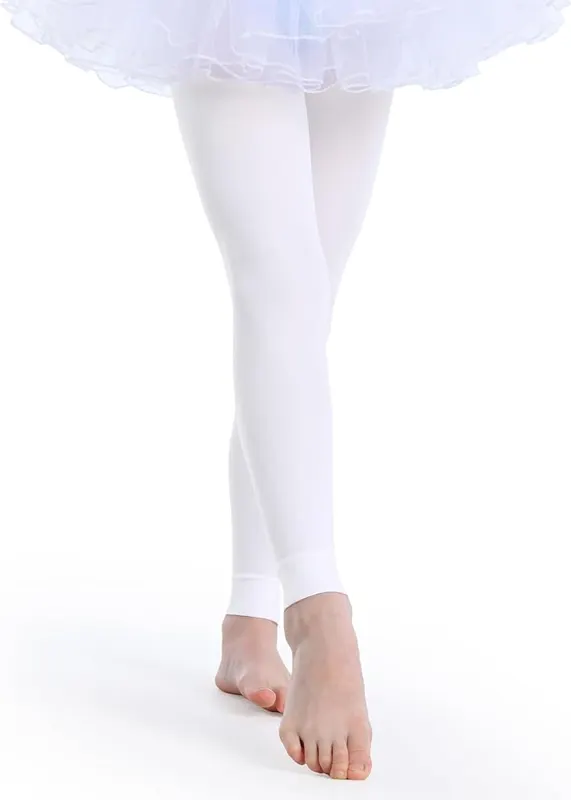 Yitoco Girls’ Footlees Tights Soft White Dance – product photo 7 of 8