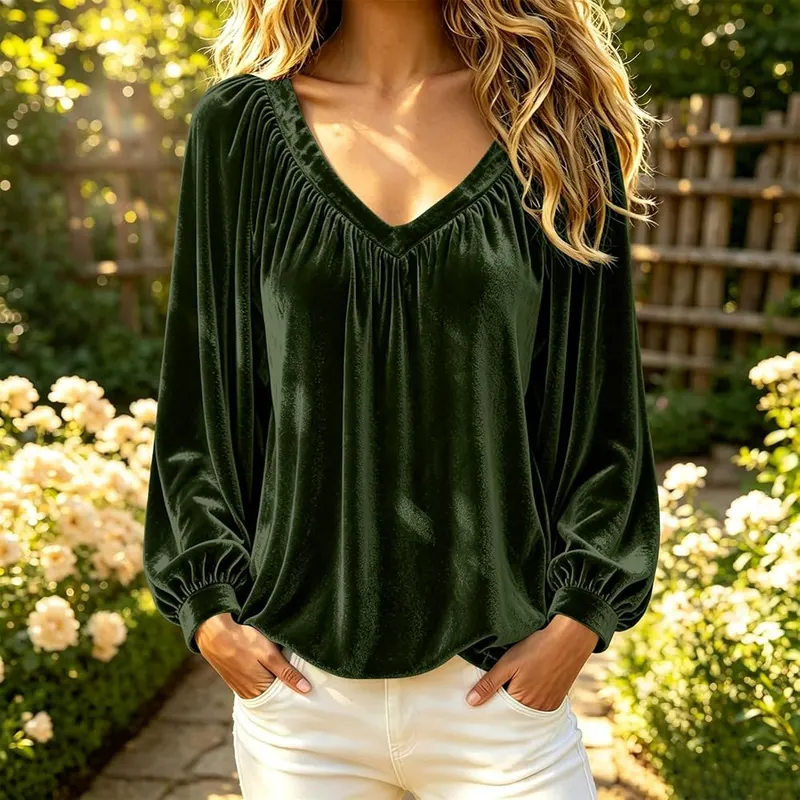 YNCSZEC Long Sleeve Shirts – Soft velvet fabric texture