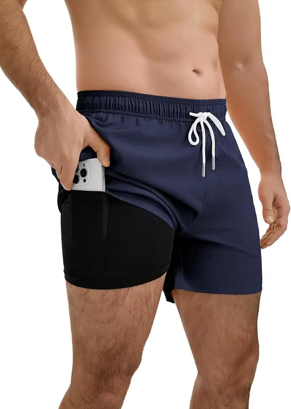 YnimioAOX Men Swim Trunks 5″ Compression Liner