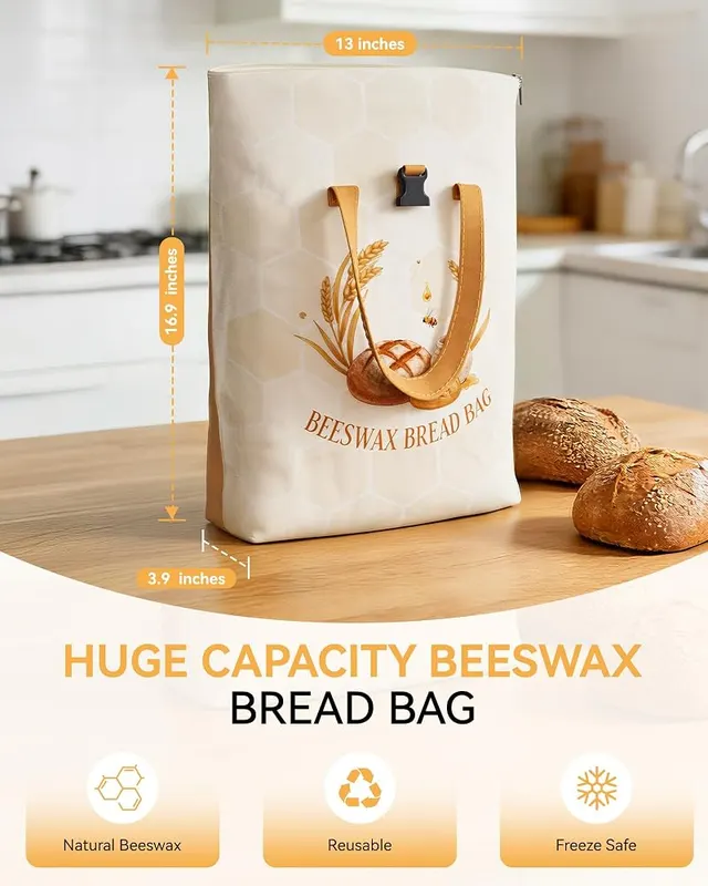 Yofidra Beeswax Bread Bag – Zipper plus buckle closure
