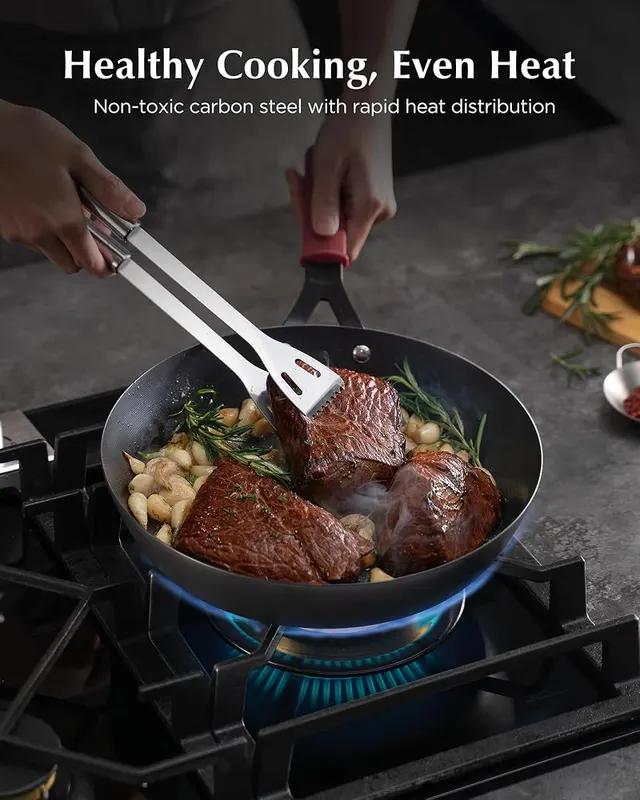 Yonida Carbon Steel Pan – Removable silicone handle holder