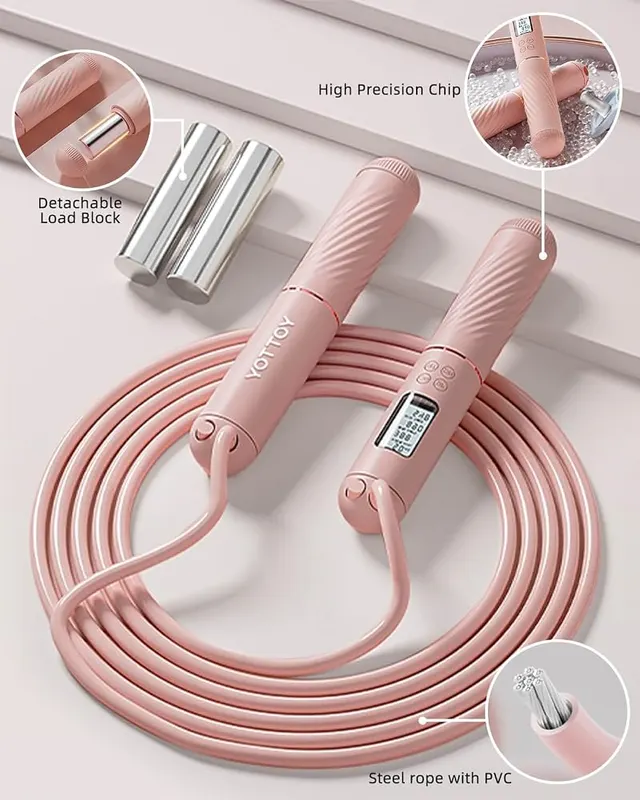 YOTTOY Cordless Jump Rope – Pink silicone grip handles