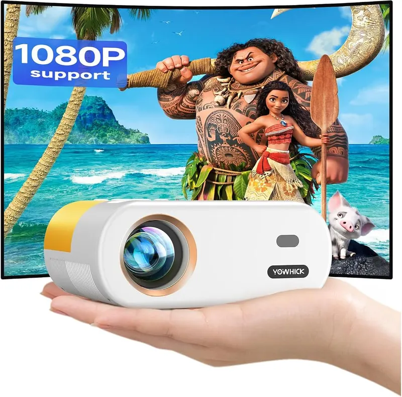 YOWHICK Mini Portable Projector in Yellowwhite