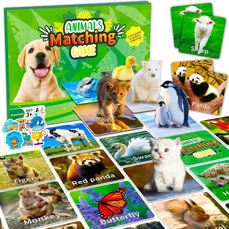 YTSQLER 100 PCS Animal Memory Matching Game