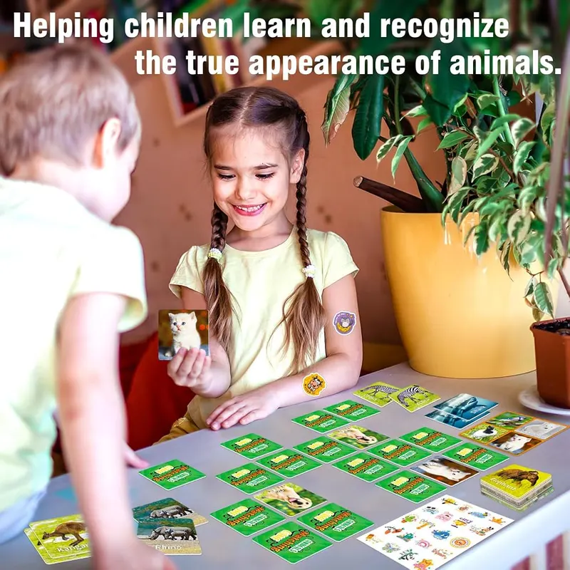 YTSQLER 100 PCS Animal Memory Matching Game – Reward stickers included