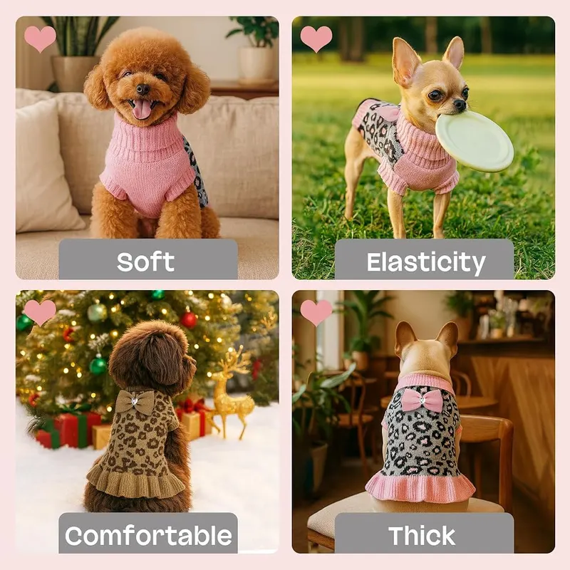 YUDODO Small Dog Sweater Dress – Easy to Put On and Wash