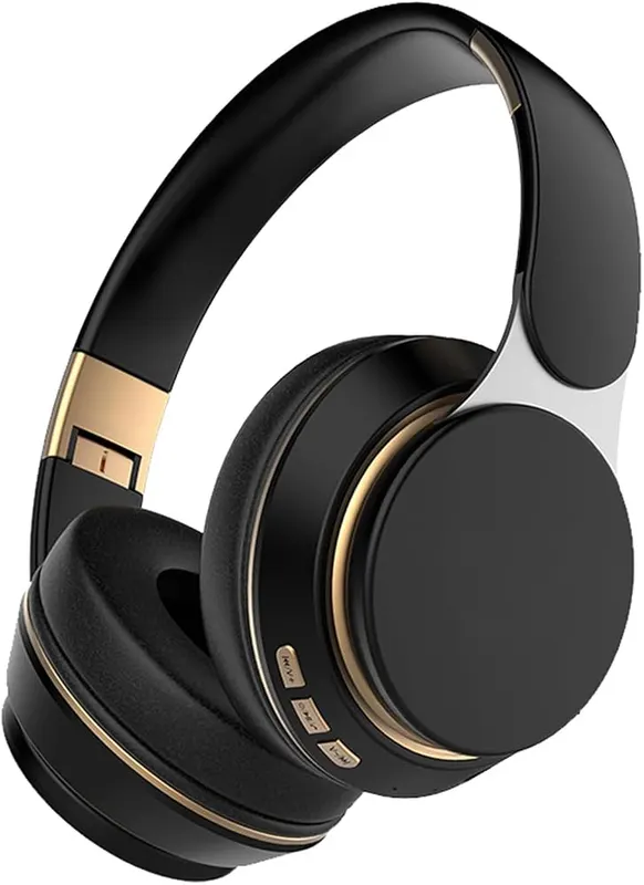 YUIOXDGL Wireless Bluetooth Headphones Over-Ear Foldable Headset in Black