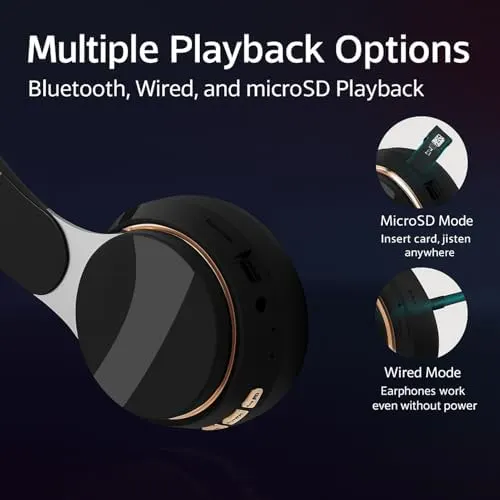 YUIOXDGL Wireless Bluetooth Headphones Over-Ear Foldable Headset – product photo 6 of 7