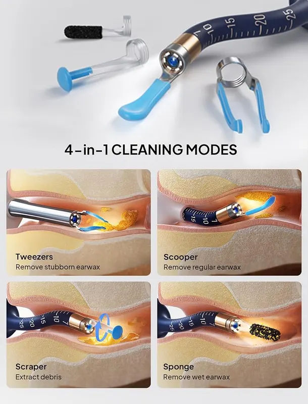 Yumika Ear Wax Removal Tool Camera – Twelve interchangeable tips