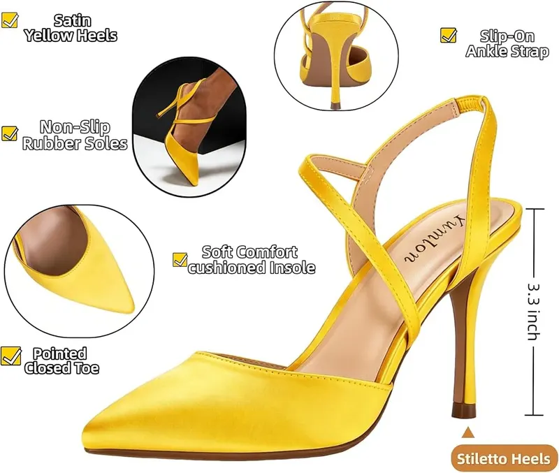 Yumlon Yellow Heels – 3.3 inch stiletto heel