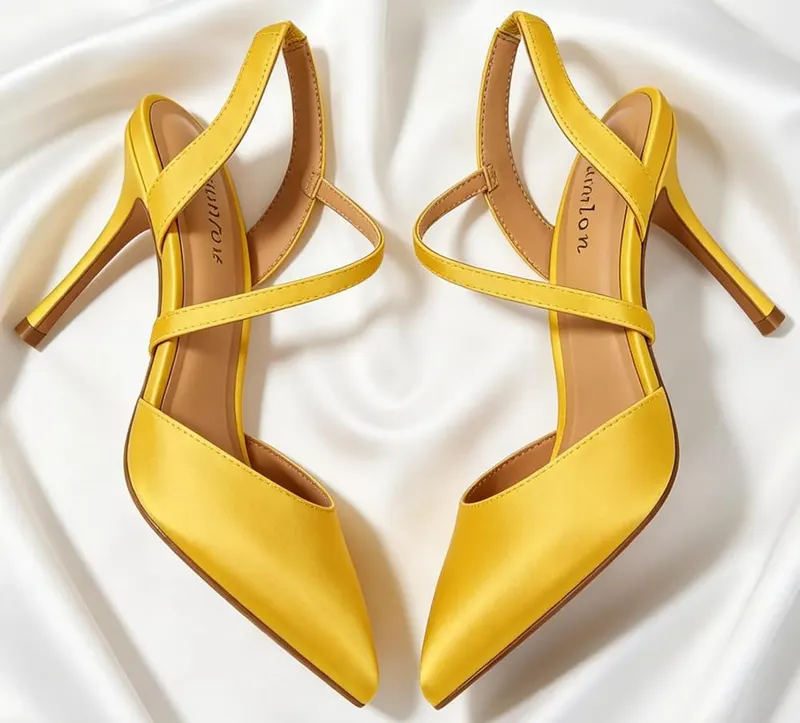 Yumlon Yellow Heels – Cushioned latex footbed