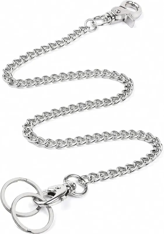 ZADL 2 Pack 27.6 Inch Wallet Chain – Two long silver wallet chains included