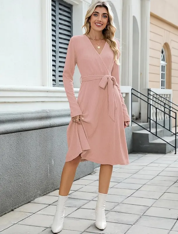 ZAFUL Casual Dresses – V-neck with cross front