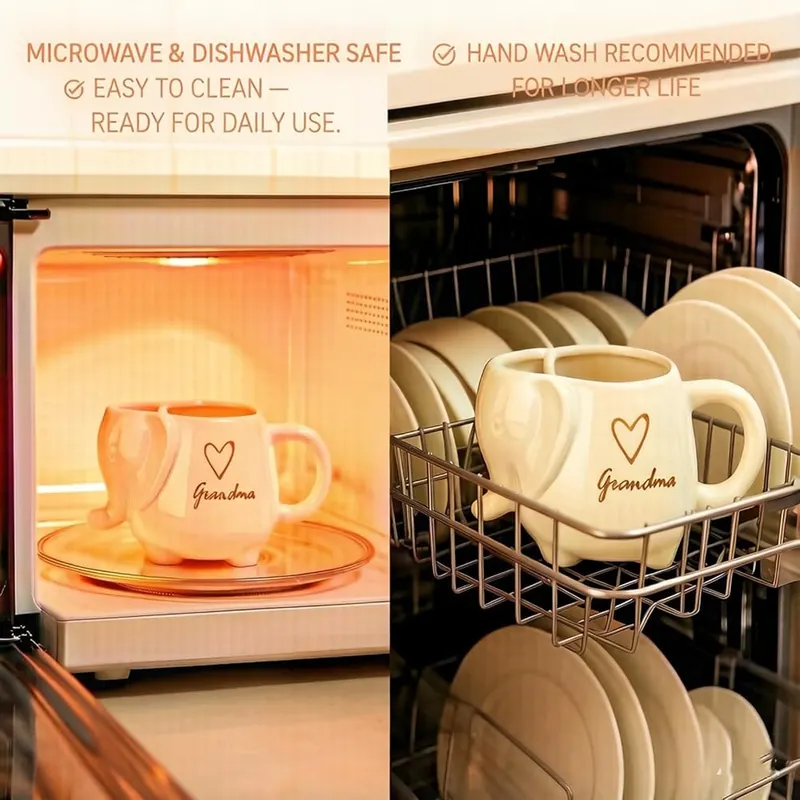 ZAGEVIVIN Elephant Ceramic Tea Mug – Dishwasher safe ceramic