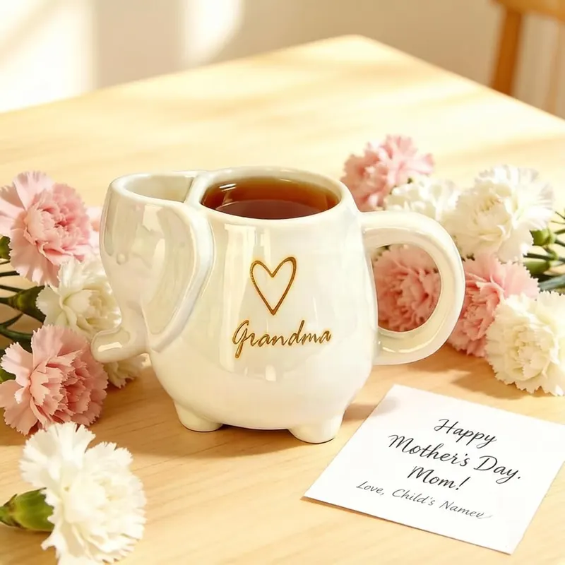 ZAGEVIVIN Elephant Ceramic Tea Mug – Charming grandma design