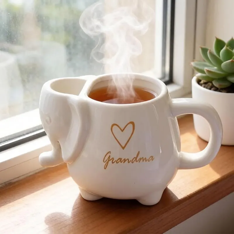 ZAGEVIVIN Elephant Ceramic Tea Mug – product photo 8 of 9