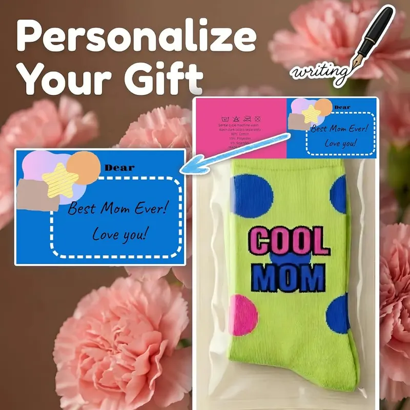 ZAOMENG Cool Mom Socks Funny Crew Socks – Fits women shoe sizes six through twelve
