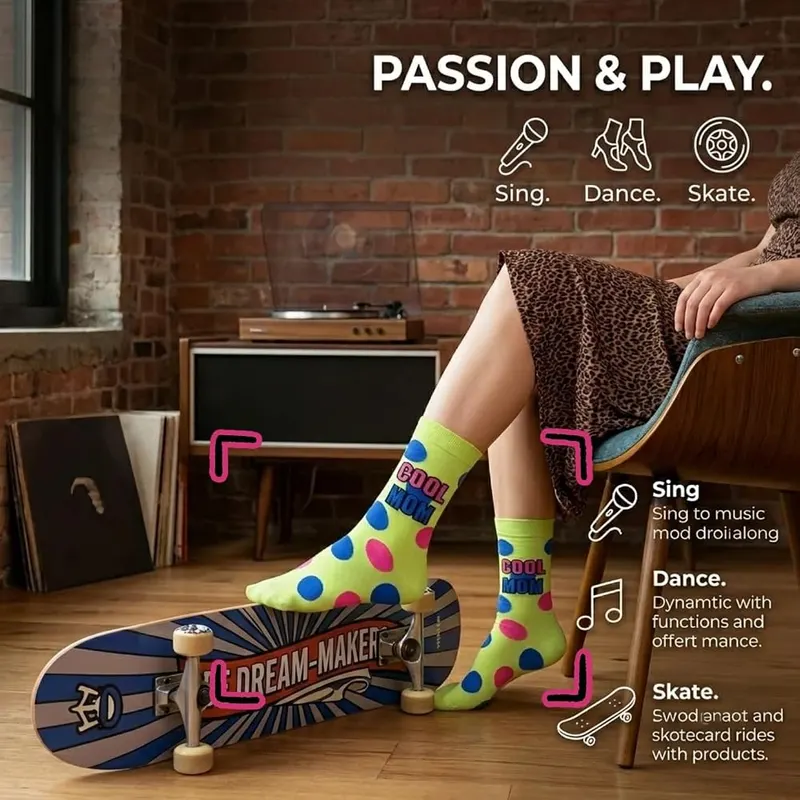ZAOMENG Cool Mom Socks Funny Crew Socks – Easy care machine washable material