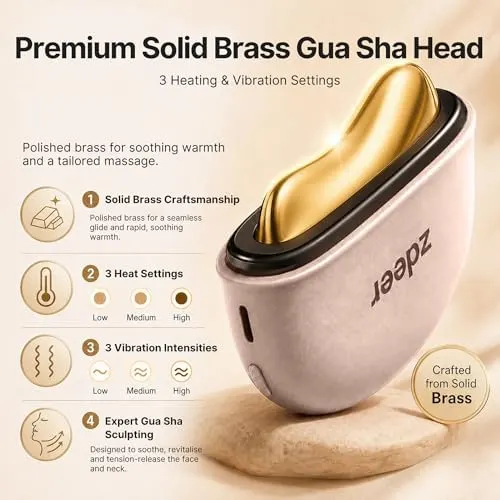 ZDEER GS5 Electric Heated Gua Sha Tool – Brass and ABS construction