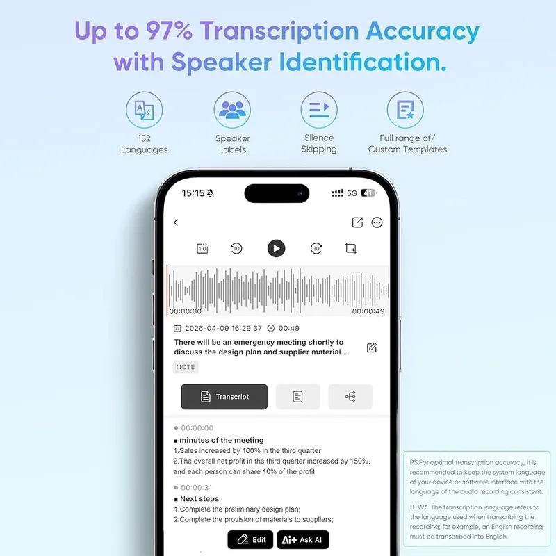 ZDK AI Voice Recorder – product photo 7 of 9