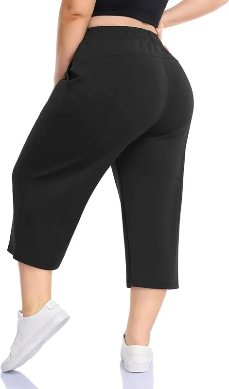 ZERDOCEAN Women’s Plus Size Capri Pants High Black – Fabric