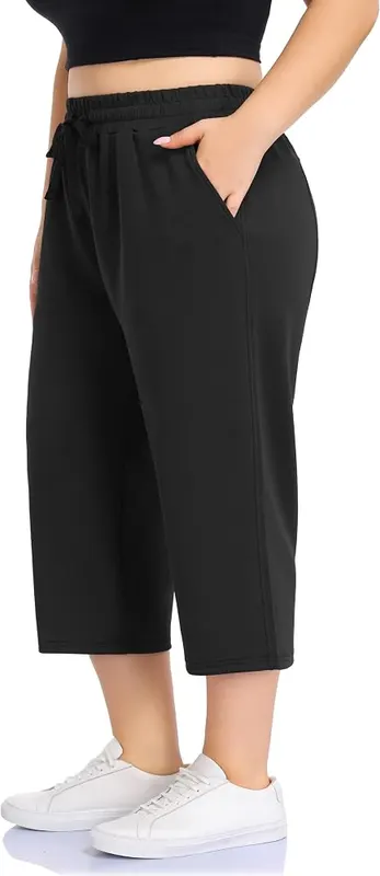 ZERDOCEAN Women’s Plus Size Capri Pants High Black – Fit for Plus Size