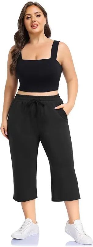 ZERDOCEAN Women’s Plus Size Capri Pants High Black – Versatile for Many Occasions