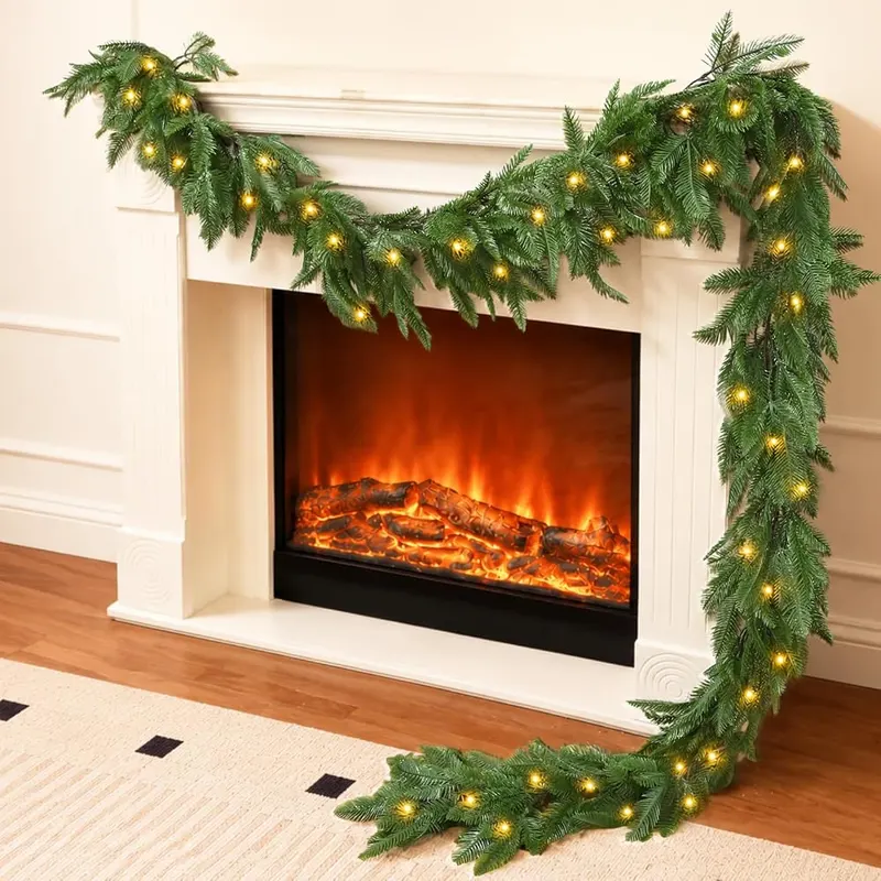 Zilithra 8.9FT Realistic Cedar Garland in Green