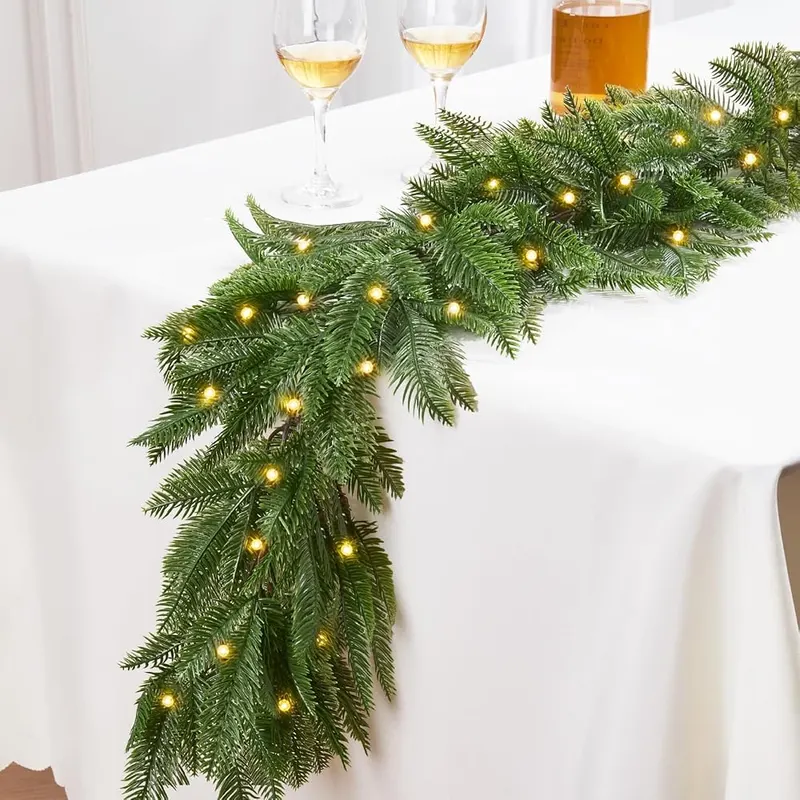 Zilithra 8.9FT Realistic Cedar Garland – Realistic two tone green foliage