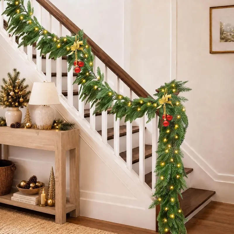 Zilithra 8.9FT Realistic Cedar Garland – Convenient automatic timer function