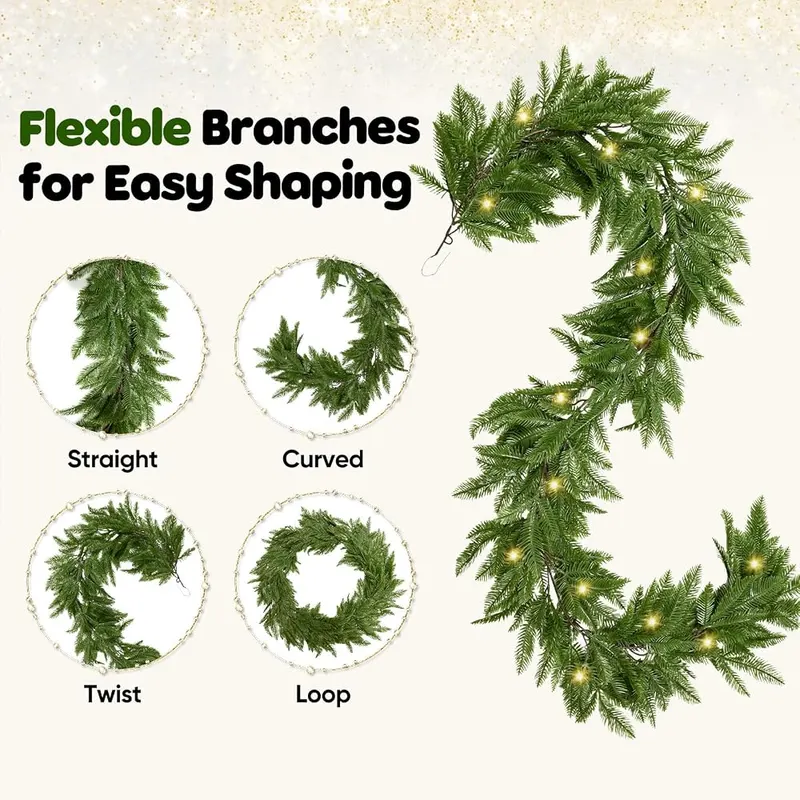 Zilithra 8.9FT Realistic Cedar Garland – product photo 7 of 9