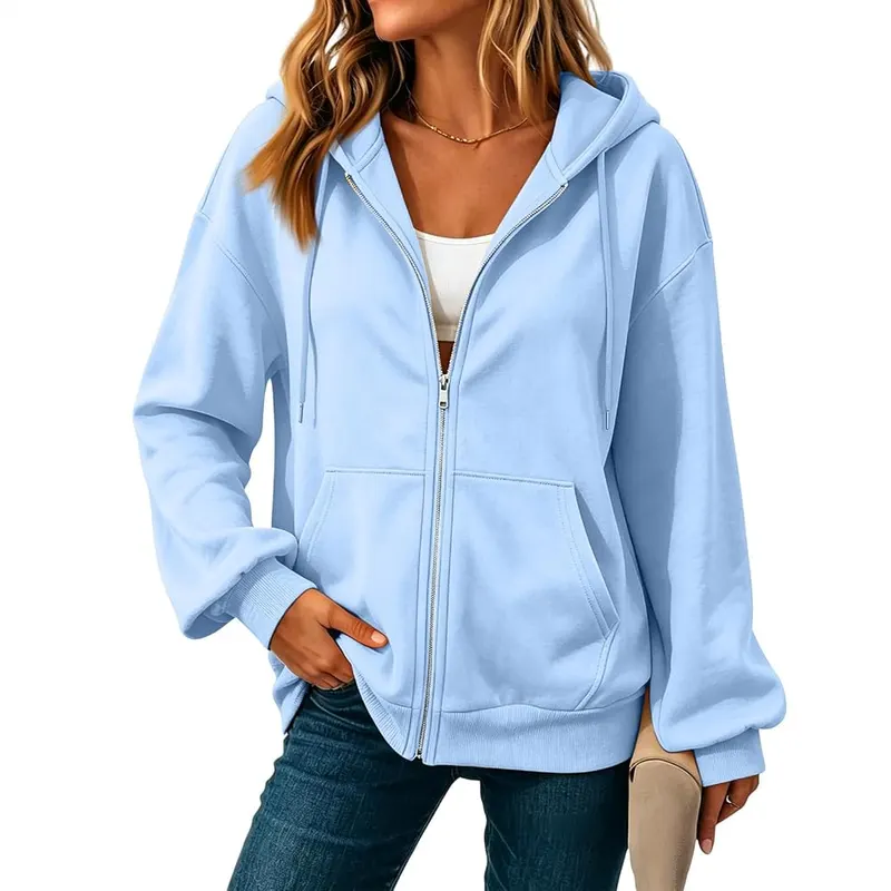 Elneeya Zipper Hoodies Y2K in V012-sky Blue