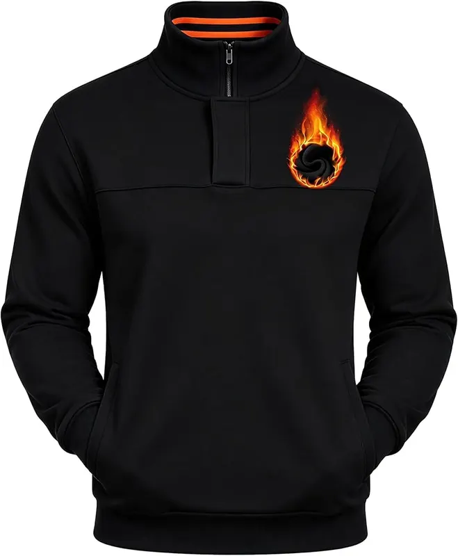 ZITY Mens Quarter Zip Pullover Sweatshirts Fleece in Black