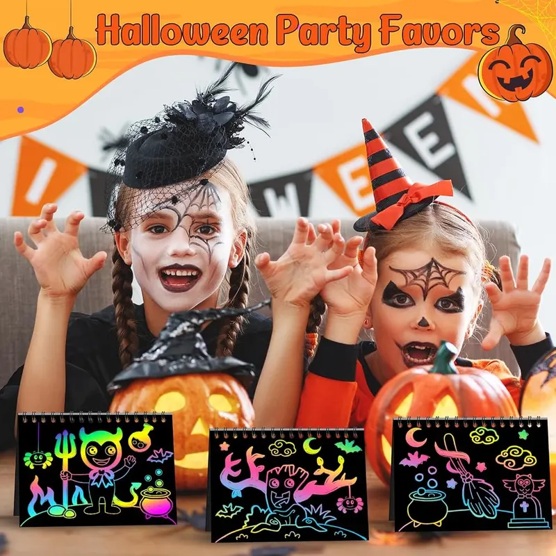 ZMLM 24 Pack Halloween Rainbow Art Scratch – Halloween treat bag stuffers