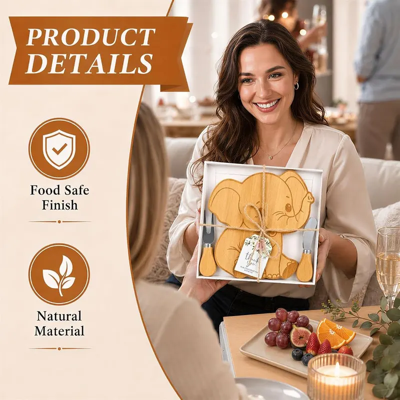 Zowekto 6 Set Elephant Cheese Board – product photo 6 of 7