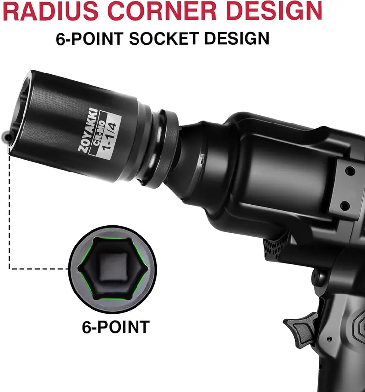 ZOYAKKI 1-1/4″ Socket 3/4″ Drive Deep 6 – Hexagonal Socket Design