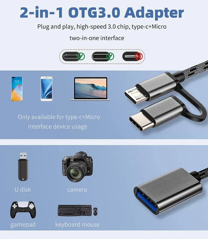 zoyuzan USB Female to Micro USB+USB-C Male – product photo 7 of 7